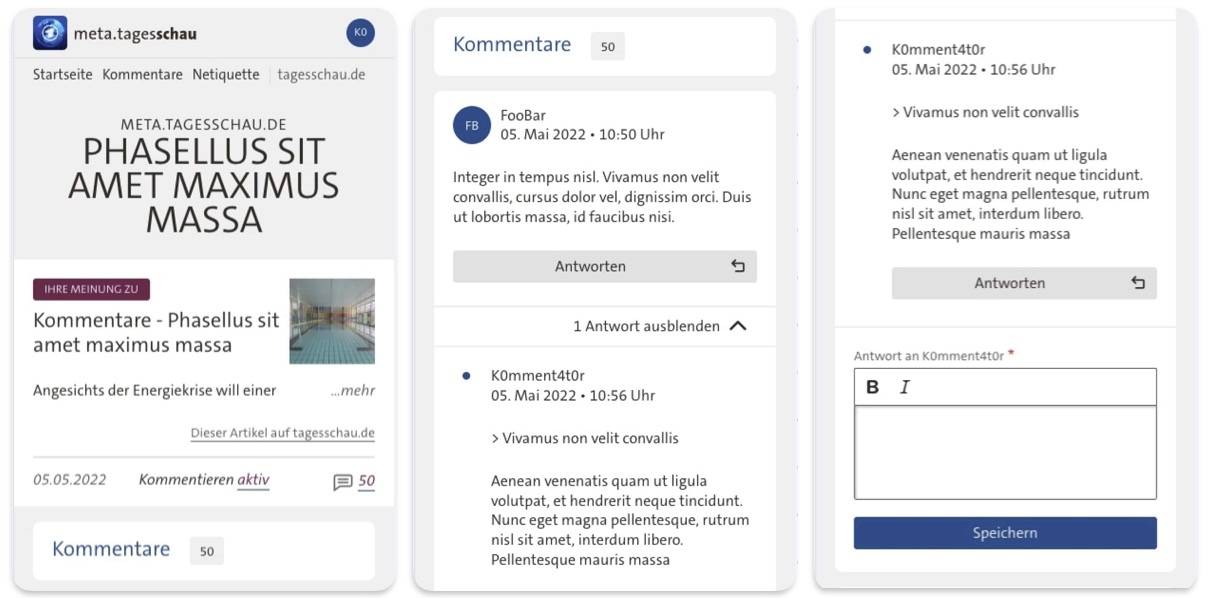 Mobile Ansicht der neuen meta.tagesschau.de Plattform