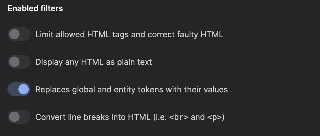 A filter to enable token usage.