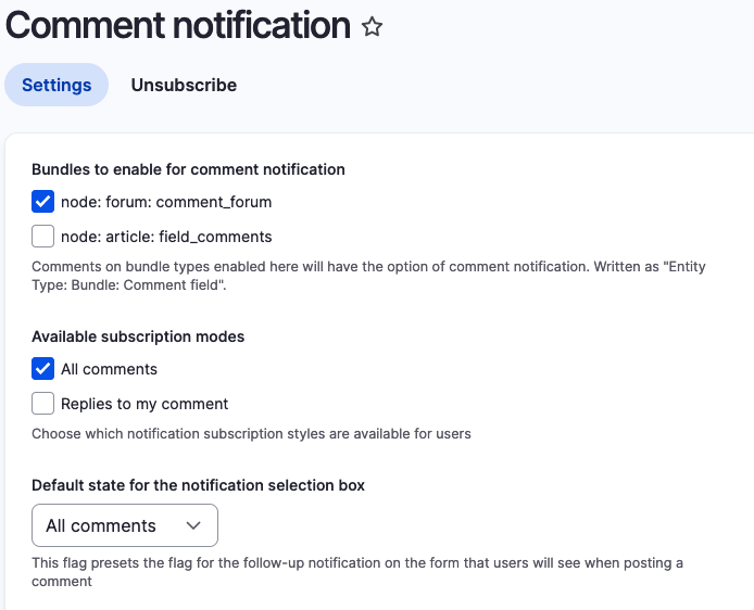 Comment Notify Configuration