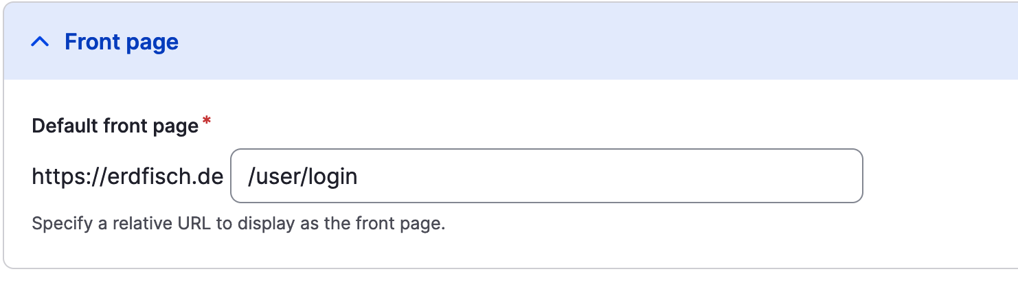 Set home page to user login