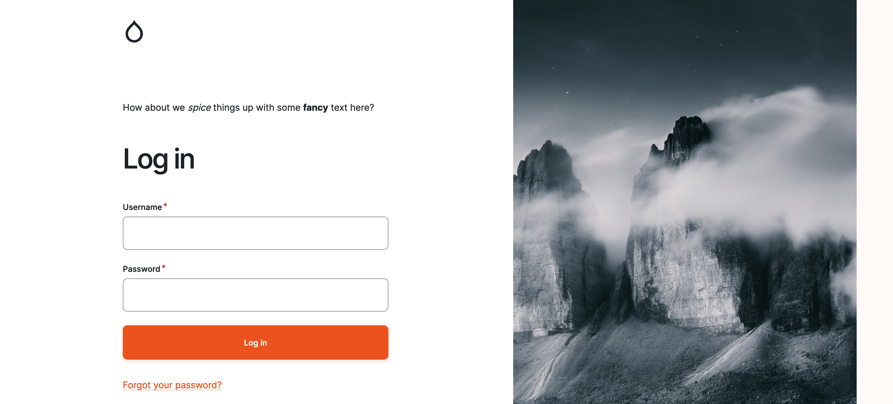 An example what the result looks like when using gin_login_text.