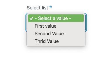 Select field with requirement