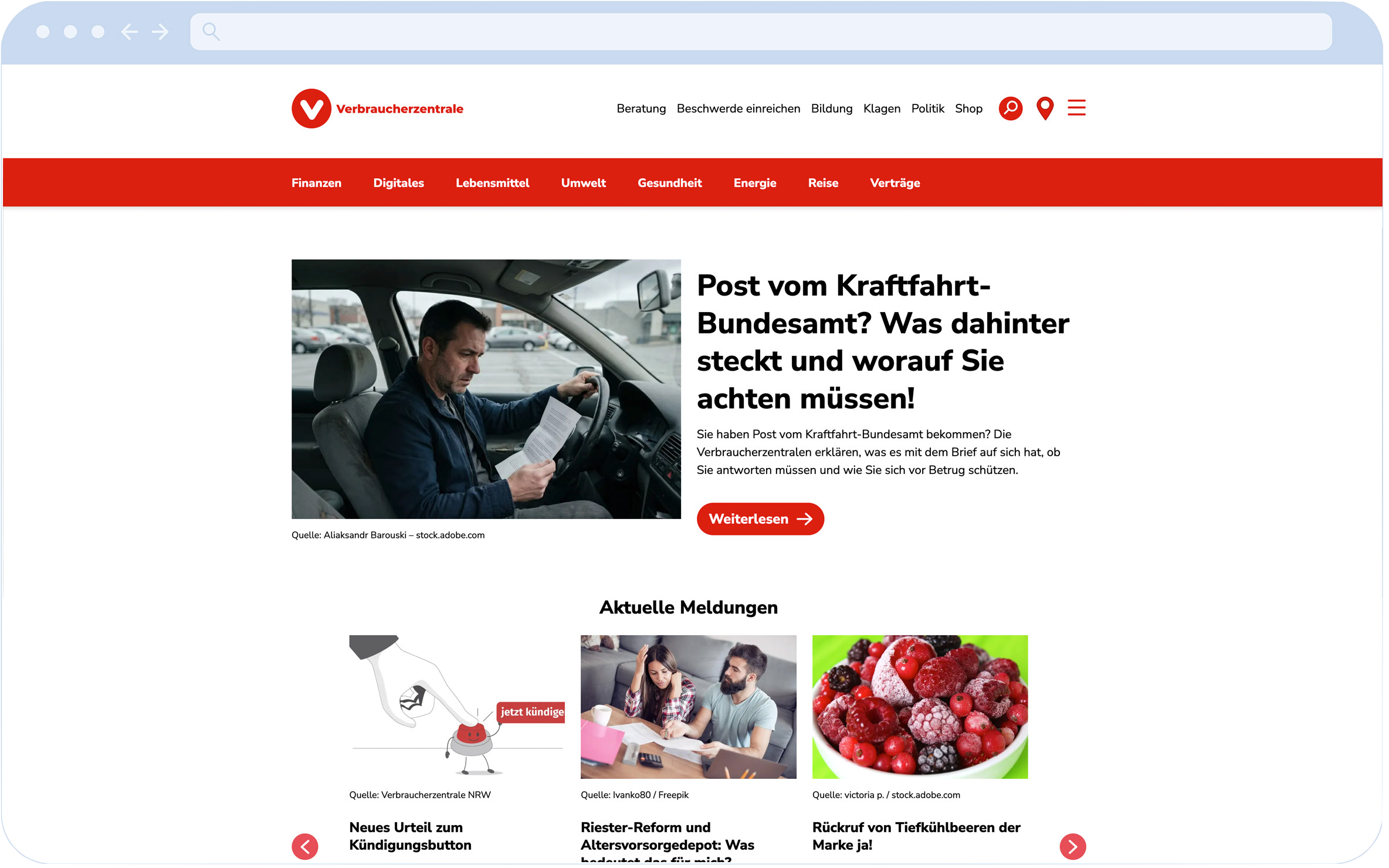 Hero Image Verbraucherzentralen Multisite-System