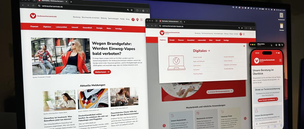 Foto von Ansichten der Vebraucherzentralen Webseiten