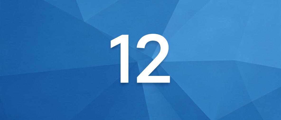 eine weiße 12 auf blauem Grund für Ankündigung Drupal 12