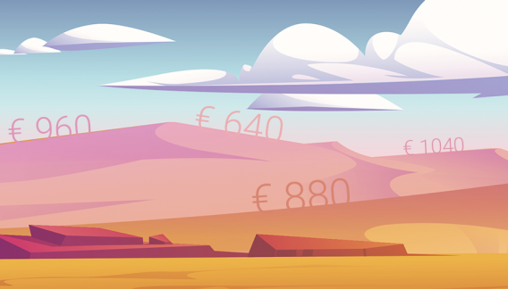 Euro-Summen in einer Wüstenlandschaft