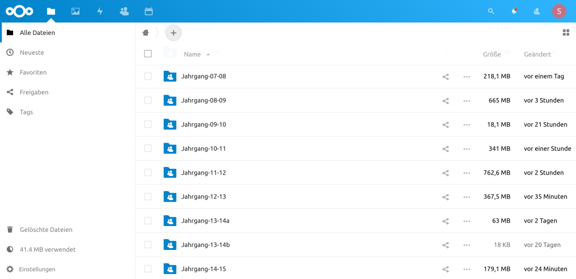 Nextcloud Oberfläche