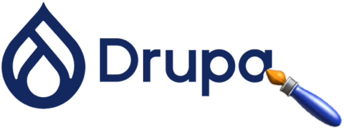 Ein Drupal-Logo wird von einem Pinsel gemalt