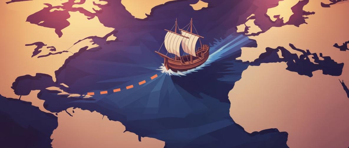 Illustration eines Schiffs, das über den Atlantik segelt für Drupal-Migration