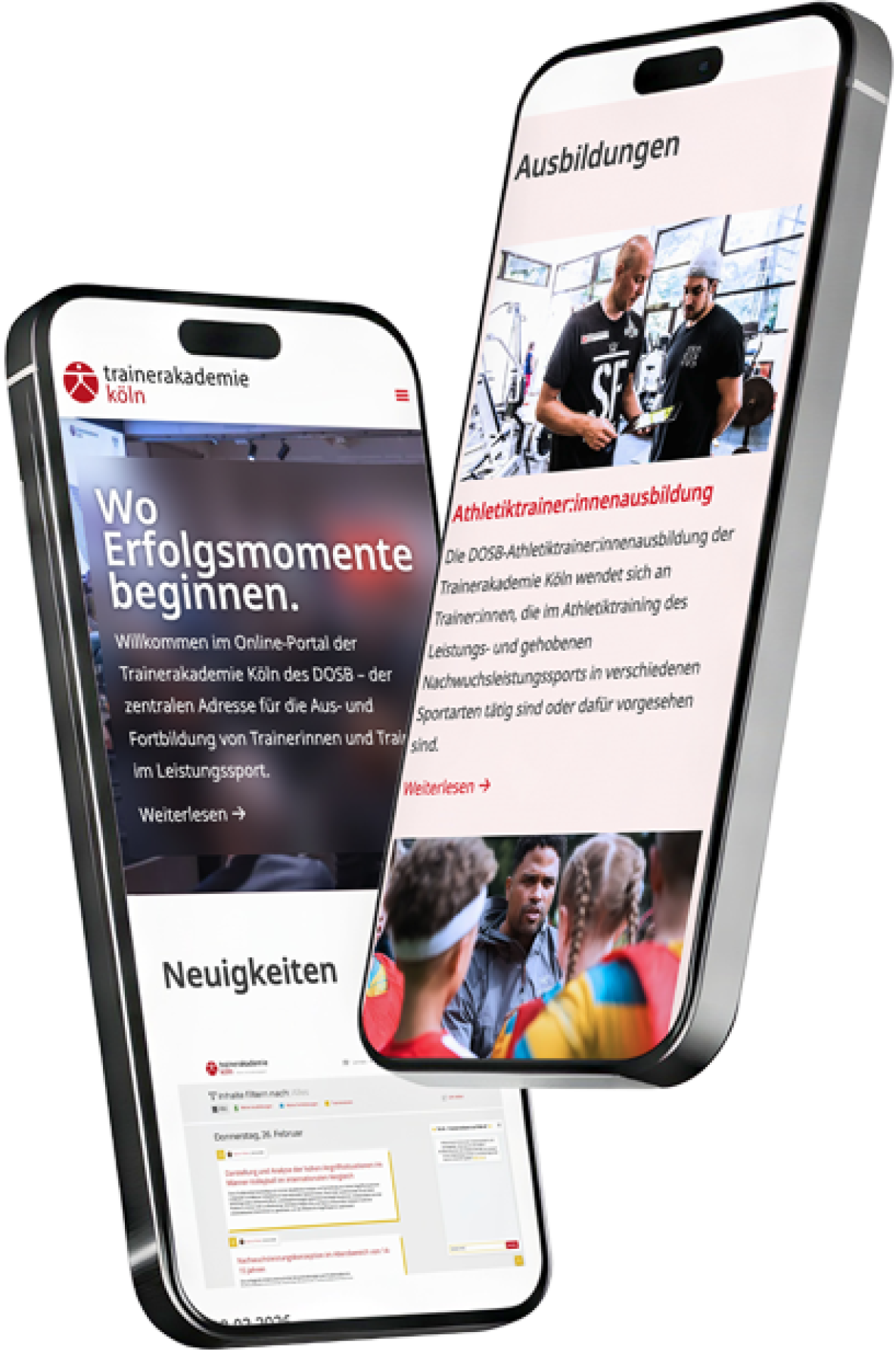 Drupal-Design Beispiel: Mobilgerät mit Trainerakademie Webseite