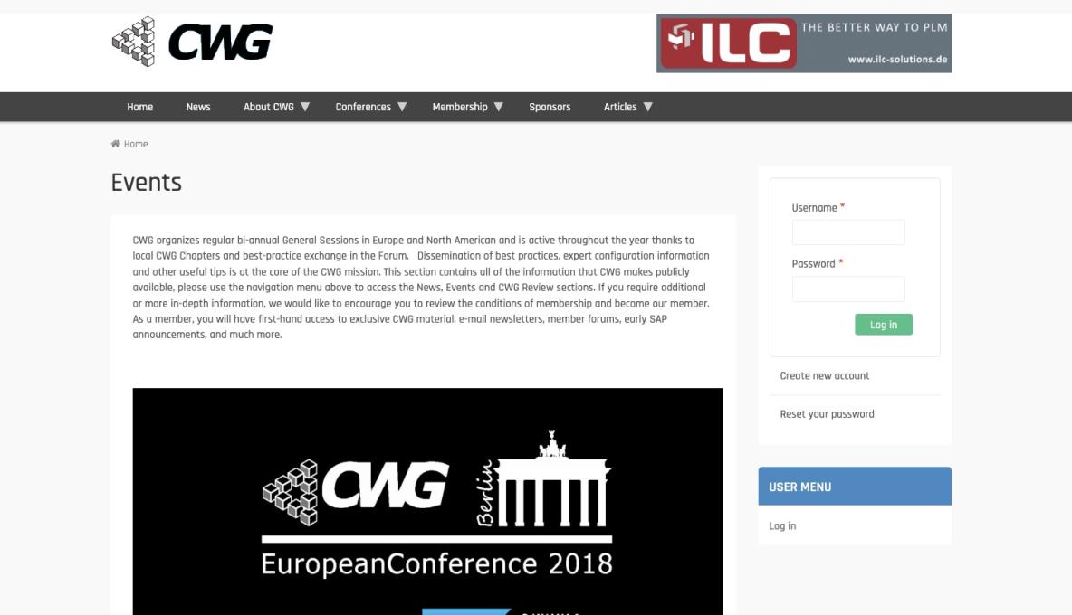 Screenshot der Configuration-Workgroup (CWG) Webseite.