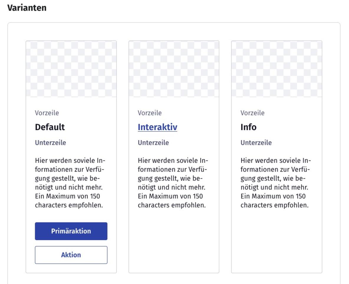 KERN UX Varianten für Card-Teaser als Beispiel für Komponenten