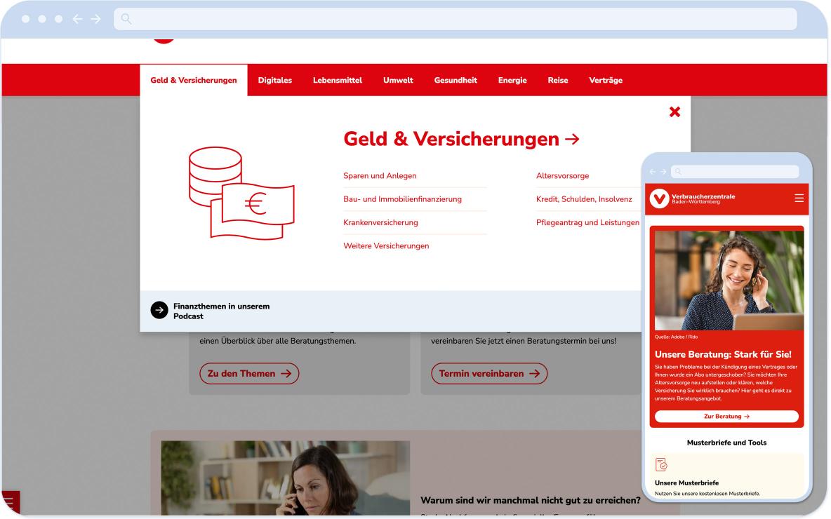 Screenshot von der Verbraucherzentrale Baden Württemberg